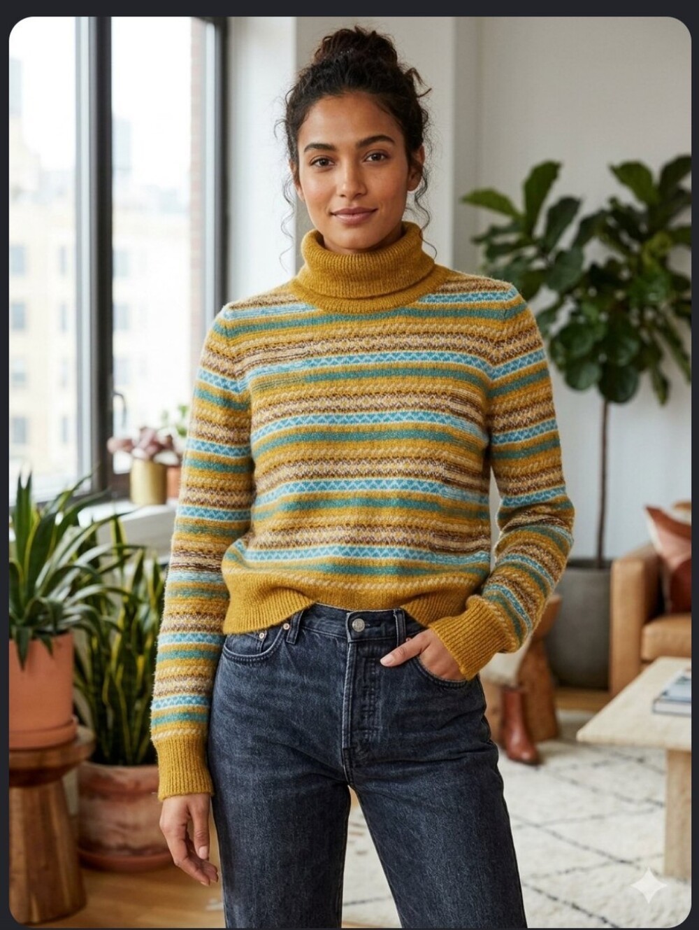 Maeve Fair Isle Turtleneck Sweater From Anthropologie. Medium